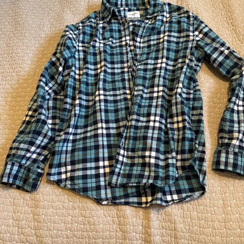 Goodfellow & Co Kids Plaid Shirt in Blue, Green, and White